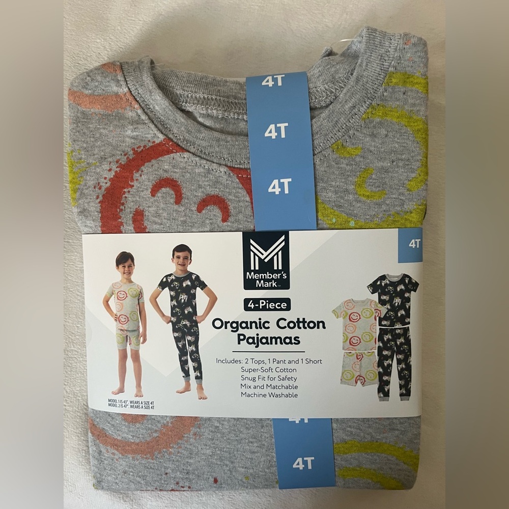 Gray Organic Cotton Kids Pajamas 4T